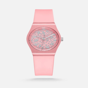 ساعة أطفال من الربل بلون وردي.