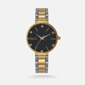 فينشي ساعة نسائيه ستيل بلون فضي وذهبي