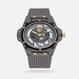 ساعة رجالية بسير ربل بلون رمادي