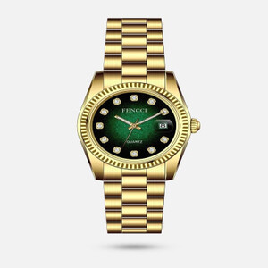 ‎ ساعة رجالية ستيل بلون ذهبي