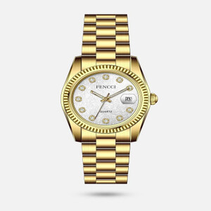 ‎ ساعة رجالية ستيل بلون ذهبي