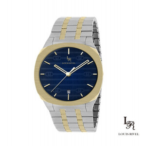 ساعة رجالي لويس ريفال 1040 لونين ذهبي ميناء ازرق