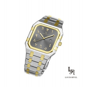 ساعة رجالي لويس ريفال 2529 لونين ذهبي ميناء رصاصي
