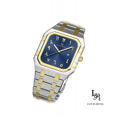 ساعة رجالي لويس ريفال 2529 لونين ذهبي ميناء ازرق